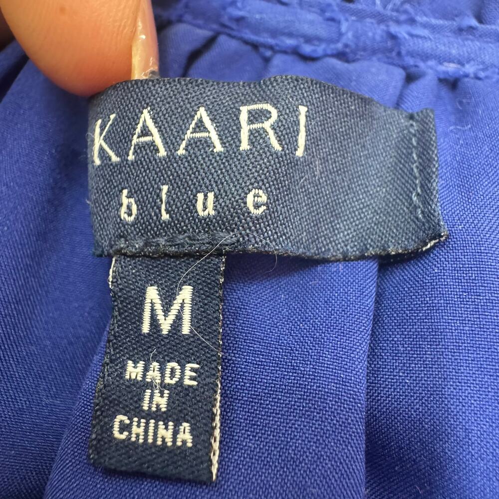 Kaari Blue Cobalt Patterned Open Shoulder Mini‎ Dress Size M Party Date Night - Picture 4 of 8